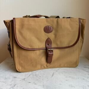 Ralph Lauren Safari Canvas Briefcase Tote Bag Tan w/ Faux Leather Trim